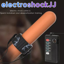 Load image into Gallery viewer, Elektrische Penisringe Elektro Schock Penis Trainer mit Host und Penis-Elektroden-Ring
