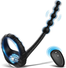 Load image into Gallery viewer, 3-in-1 Lustmeister Penisring Analperlen Butt Plug mit 10 Vibration