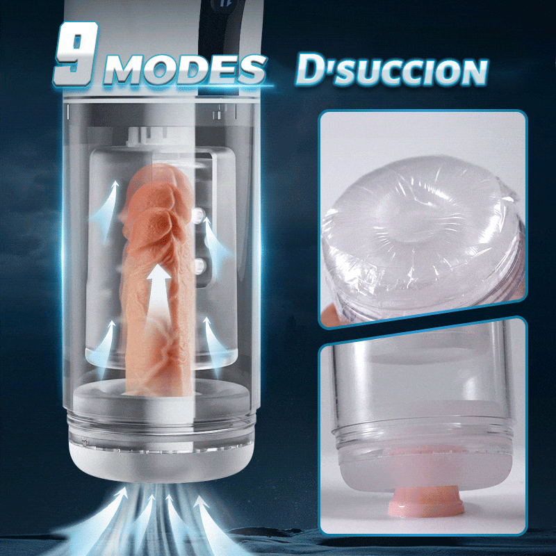 9 Saugen&Rotation&Teleskopische LCD-Masturbator Cup mit Sprachfunktion