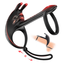 Load image into Gallery viewer, Ring-Vibrator, Sexspielzeug für Paare, Extremer Doppel-Penisring, Hodenring, Sexspielzeug, Silikonring, Kaninchen-Vibrat