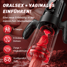 Load image into Gallery viewer, Terminator - Oral x Vagina！9 Stretching Swivelling 9 Lutschen mit Griff Männlicher Masturbator