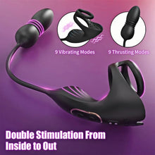 Load image into Gallery viewer, Prostata-Massagegerät mit 9 Stoß- und Vibrationsstufen und Hodenstimulator