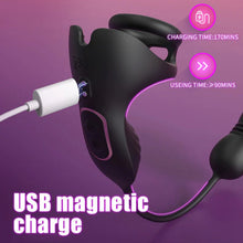 Load image into Gallery viewer, Prostata-Massagegerät mit 9 Stoß- und Vibrationsstufen und Hodenstimulator