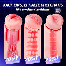 Load image into Gallery viewer, Daphne - 3 Hüllen Taschenmuschi Penis-Pumpe mit 9 Saug- &amp; 9 Vibrationsmodi für männliche Mast