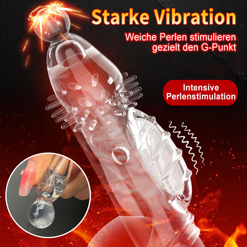 Vibrierende Penishülle mit Sperrring – Noppen & feste Spitze für gezielte Stimulation