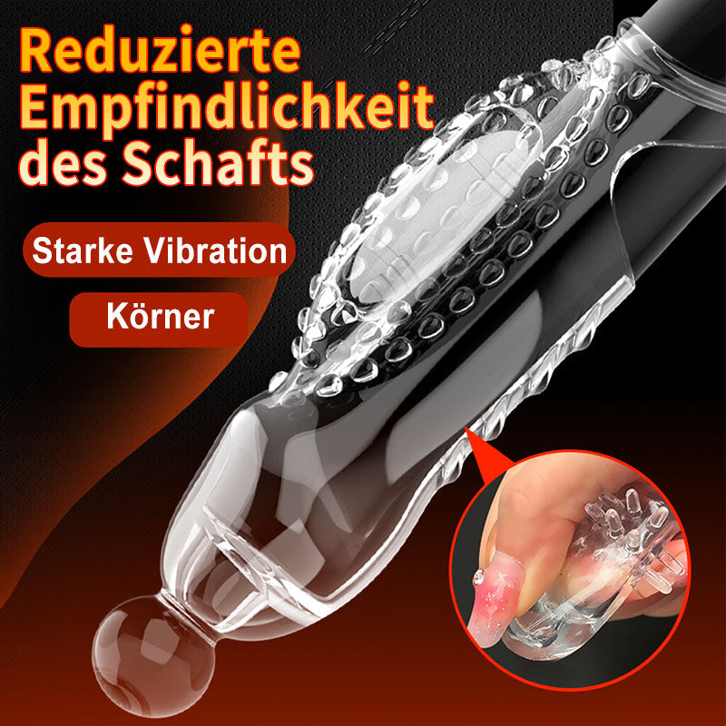 Vibrierende Penishülle mit Sperrring – Noppen & feste Spitze für gezielte Stimulation