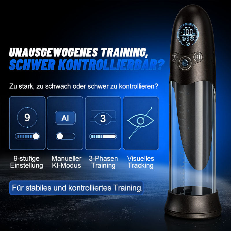 BathFun Pro - KI-druckgesteuerte 9-stufige Vakuum-Trainingspumpe mit LCD-Echtzeit-Druckanzeige, 58 dB Pumpe