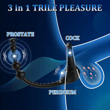 Load image into Gallery viewer, 3-in-1 Lustmeister Penisring Analperlen Butt Plug mit 10 Vibration