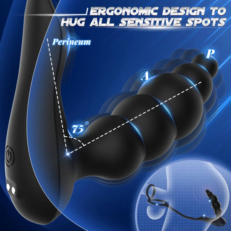 3 in 1 Analkugeln Prostatamassager Dual Penisringe Analvibrator Spielzeug