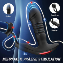 Load image into Gallery viewer, 3 in1 Penisring Analvibratoren Prostata Stimulation mit 7 Stoßfunktion 7 Vibrationsmodi