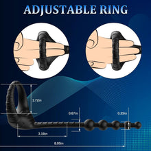 Load image into Gallery viewer, 3-in-1 Lustmeister Penisring Analperlen Butt Plug mit 10 Vibration