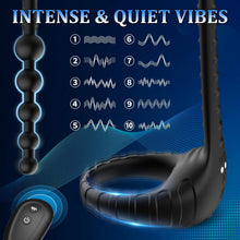 Load image into Gallery viewer, 3-in-1 Lustmeister Penisring Analperlen Butt Plug mit 10 Vibration