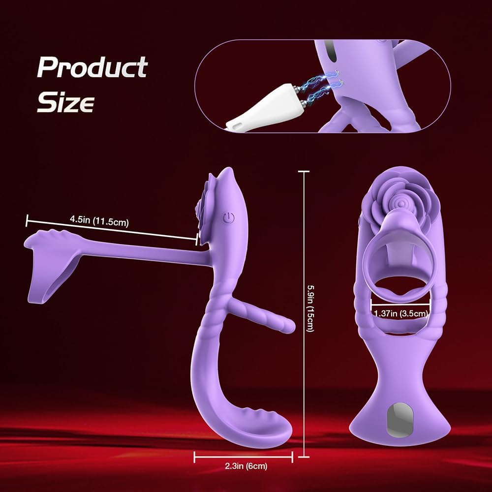 Penisring Vibrator mit 9 Modi Vibration 4 IN 1 Silikon Cockring Vibratoren für Sie Klitoris and G-punkt Verzögerte Ejakulation Erektion Verbessern Stimulation Penis Männer Sexspielzeug