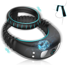 Load image into Gallery viewer, Dual Penisring Vibratoren mit starken Stimulation Dehnbar Cockring aus Silikon Penis Ringe für langes Spiel, Penis stimulator für Sex Männer und Paare