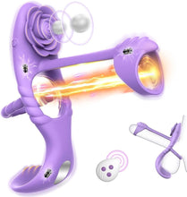 Load image into Gallery viewer, Penisring Vibrator mit 9 Modi Vibration 4 IN 1 Silikon Cockring Vibratoren für Sie Klitoris and G-punkt Verzögerte Ejakulation Erektion Verbessern Stimulation Penis Männer Sexspielzeug