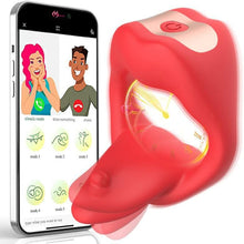 Load image into Gallery viewer, NEU Zunge Lecken Penisring Vibrator mit APP Fernbedienung und Hoden Stimulation, Silikon Cockring Penis Vibrator mit 10 Vibrationsmodi Sex Spielzeug für die Männer Paare Extrem Rot