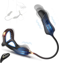 Load image into Gallery viewer, Männlicher Prostata Stimulator Massagegeräte mit Penisring Fernbedienung Teleskop Vibrator SM Analvibratoren Butt Plug mit 10 Vibrationsmodi+Schubmodi Analplug Dildo Sex Spielzeug für Männer
