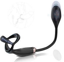 Load image into Gallery viewer, Penisring Analplug Sex Spielzeug mit 10 Vibrationsmodi, Dehnbar Silikon Analvibratoren Prostata Vibratoren Mann Buttplug Cockring Extrtem Sextoys