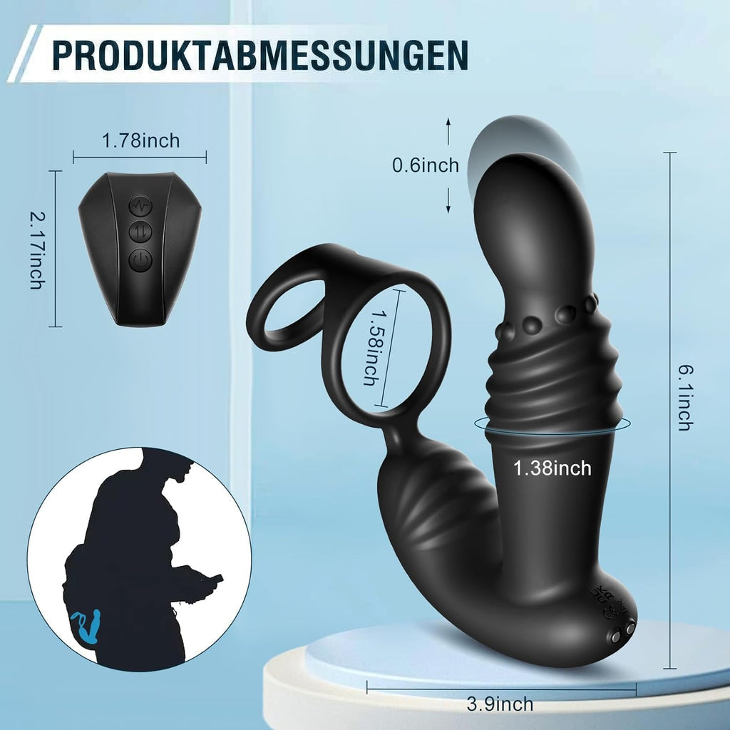 Prostata-Massagegeräte, Anal-Sexspielzeug mit Penisringen, ferngesteuerter Analvibrator mit 10 Stoß- und Vibrationsmodi