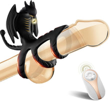 Load image into Gallery viewer, 3 in1 Penisring Penis Vibrator Sex Spielzeug für die Männer Paare Extrem, Drachen Cockring Hodenring mit 10 Vibrationsmodi für Klitoris Stimulation &amp; Penis Vergrößerung Zeit Verlängern