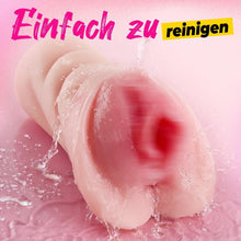 Load image into Gallery viewer, Realistischer Masturbator Taschenmuschi Silikon Masturbieren Sex Spielzeug mit 5D Klitoris Doppelkanal Masturbator Groß für Mann 2 in 1 Sexspielzeug für die Männer solo