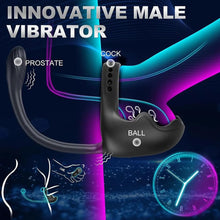 Load image into Gallery viewer, Elektrisch Penisring für die Männer Doppelmotor Hoden Analvibratoren 10 Vibrationsmodi Cockring Analplug Vibrator Erotik Massagegerät Paare Fernbedienung Sex Spielzeug