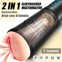 Load image into Gallery viewer, Elektrischer Masturbator mit 5 Saugmodi 10 Vibrationsmodi Sex Spielzeug für die Männer solo Masturbieren für Männer blowjob Männer Taschenmuschi 20cm lang realistische masturbatoren Vagina Pussy