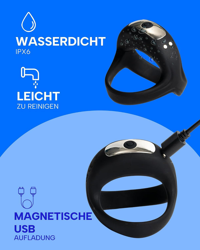 Penis Vibrator für Paare Cockringe für Männer Gummi Sexspielzeug, Mastrubrator für Manner Cock Ring & Vibrator Mann Erotik 10 Vibrationmodi Erektion & Klitoris Stimulator Für Sie