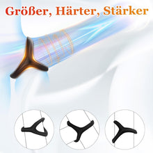 Load image into Gallery viewer, Mecofy Dreieckiger Penisringe, Premium Dehnbarer Silikon Penisring für Sex Männer, Pleasure Ring mit Hodensack-Ring Gürtel, Erotik Sexspielzeuge für Männer Paare, Schwarz