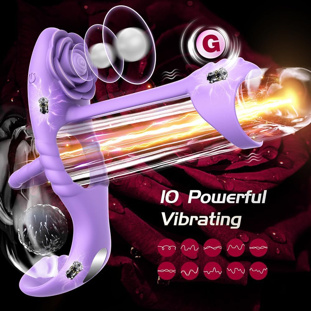 Penisring Vibrator mit 9 Modi Vibration 4 IN 1 Silikon Cockring Vibratoren für Sie Klitoris and G-punkt Verzögerte Ejakulation Erektion Verbessern Stimulation Penis Männer Sexspielzeug