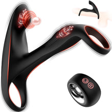Load image into Gallery viewer, Penisring Sex spielzeug für Paare extrem sex, Penis Ring Erotik Sex Spielzeug für die Männer, Cockring Erotisches Sexspielzeug für Klitoris, 12 Vibrationsmodi Dual Penisring Massagegerät Schwarz