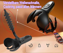 Load image into Gallery viewer, Vibrator Cockringe Extrem Silikon Penisring Vibratoren mit Hoden Vibrierende Cockring für Männer mit 10 Vibrationmodis für Penis Sex Spielzeug für die Männer Stimulation Sex Toy