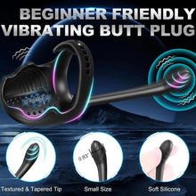 Load image into Gallery viewer, Elektrisch Penisring für die Männer Doppelmotor Hoden Analvibratoren 10 Vibrationsmodi Cockring Analplug Vibrator Erotik Massagegerät Paare Fernbedienung Sex Spielzeug