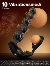 Load image into Gallery viewer, Sex Spielzeug für die Männer, Anal Plug Prostata Massagegerät Buttplug Penisring mit 10 Vibrierenden Modi, Prostata Stimulation mit 5 Analperlen, Wasserdichtes Sex Toyset für die Paare