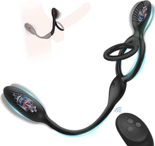 Load image into Gallery viewer, Paar teilen Analvibratoren mit Penisringe Prostata Massagegerät Fernbedienung Analkugel mit 10 Vibrationsmodi Butt Plug Stimulator Analplug Sexspielzeug für Männer Paare.