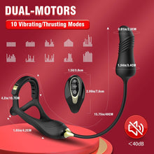 Load image into Gallery viewer, Männlicher Prostata Stimulator Massagegeräte mit Penisring Fernbedienung Teleskop Vibrator SM Analvibratoren Butt Plug mit 10 Vibrationsmodi+Schubmodi Analplug Dildo Sex Spielzeug für Männer