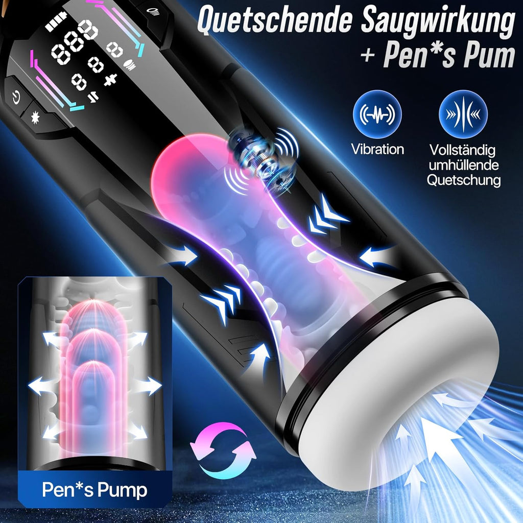 Masturbieren für Männer Handfrei, Masturbator 7 Teleskop 7 Saugen 7 Vibration Taschenmuschi, Sex Spielzeug für die Männer Solo KI Masturbatoren, Vibratorensets Ein-Klick Max Penis Pump Sex Toys Set