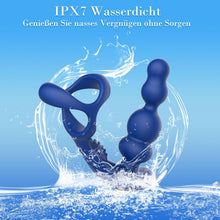 Load image into Gallery viewer, Anal Vibratoren für Mann Sex Spielzeug - 4 In 1 Prostata Stimulation Fernbedienung Analkugeln Buttplug Dildo mit Doppelte Penisringe 10 Vibrations &amp; 3 Rotationsmodi Prostata Massagegerät Analplug