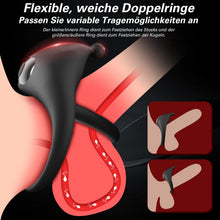 Load image into Gallery viewer, Dual Penisringe Vibrator, Dehnbarer Vibratorensets für Männer Sex Spielzeug mit 10 Modi Penis Stimulation G-Punkt Vibrator, Erotik Sexspielzeuge für Männer Paare, Schwarz