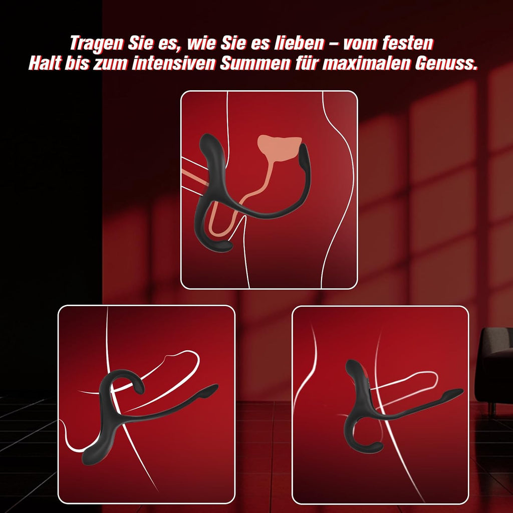 Analplug Prostata Hoden Stimulation Männer mit Penisring Klitorisstimulator, Anal Butt Plug Dildo Sex Spielzeug für die Männer Paare Frauen, Penis Ring Vibrator App, Cockring Sexspielzeug Vibration