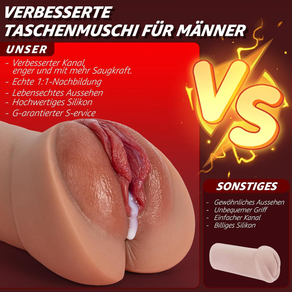 Realistischer Masturbator Taschenmuschi Silikon Masturbieren Sex Spielzeug mit 6D Klitoris Doppelkanal Masturbator Groß für Mann 2 in 1 Anal Erotik Sexspielzeug für die Männer solo