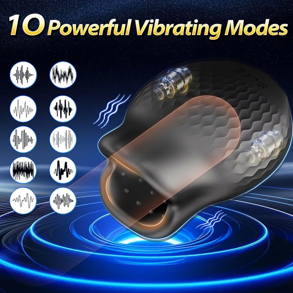 Mundförmig Masturbieren für Männer Solo Penis Trainer Vibrator Eichel Stimulation Taschenmuschi mit 10 Vibrations & APP Elektrische Cup-Masturbatoren Vibratorensets für Männer Sexspielzeug