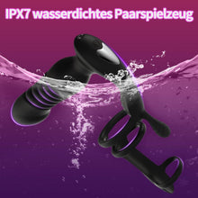 Load image into Gallery viewer, 3 IN 1 Analplug Prostate Stimulation Massager Verfügt über 10 Vibrationsschockmodi Sex Spielzeug für die Männer Dualer Penisring mit Fernbedienung Analstimulation