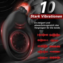 Load image into Gallery viewer, Dual Penisringe Vibrator, Dehnbarer Vibratorensets für Männer Sex Spielzeug mit 10 Modi Penis Stimulation G-Punkt Vibrator, Erotik Sexspielzeuge für Männer Paare, Schwarz