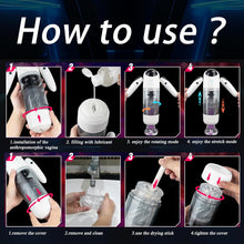 Load image into Gallery viewer, Elektrischer Masturbator Cup,Taschenmuschi Vibrationen mit 2 Griffe &amp; 7 Teleskopmodi &amp; Rotationsmodi,Masturbieren für Männer Elektrisch Masturbatoren 3D Vagina Pussy,Sex Spielzeug für die Männer
