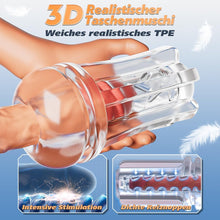Load image into Gallery viewer, Elektrischer Masturbator Masturbieren für Männer mit 7 Saugmodi 10 Vibrationen Sex Spielzeug für die Männer Transparent 3D Taschenmuschi Blowjob Masturbatoren Penis Vibrator Trainer Pussy Sexspielzeug