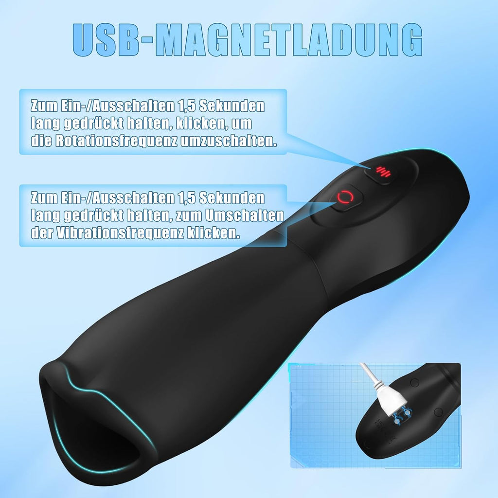NEU Penis Vibrator Eichelvibrator mit 10 Vibrations und 5 Rotations, Elektrischer Masturbator Cup Masturbatoren Penistrainer Eichel Stimulator Mann Masturbieren SexSpielzeug für Männer
