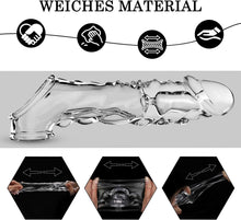 Load image into Gallery viewer, Penishülle mit Vibrator für 9 CM Penisverlängerung,Penis Sleeve erotisches Sexspielzeug für die Männer Penis Hülle Penismanschetten Sex Toyset Herren (Transparent)