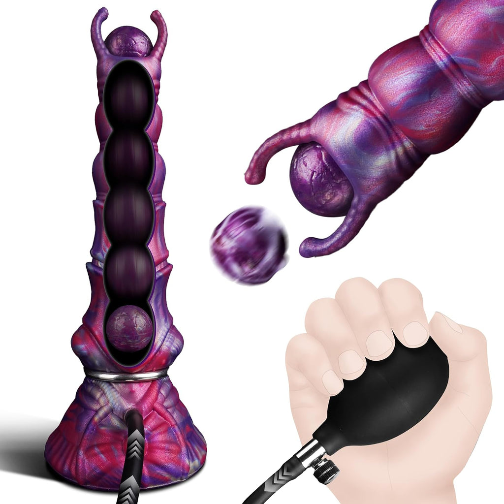 27cm Monster Ovipositor XXL Dildo mit 4 Silikoneiern Alien Dragon Dildo | Fantasy Knot Dildo groß Anal Plug, Analdildos BDSM Analspielzeug Dildoschwanz für Männer Frauen Paare Gay