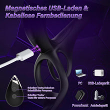 Load image into Gallery viewer, Penisring Vibrator Sex Spielzeug für Paare - 3 in1 Dual Cockring Sexspielzeug für die Männer Paare Extrem Sex für Penis Hoden mit 9 Vibrationsmodi, Vibration für Frauen Prostata Stimulation Männer